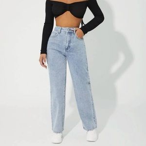 Petite High Waist Straight Leg Jeans